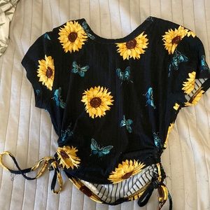 Black butterfly and sunflower Rue21 top